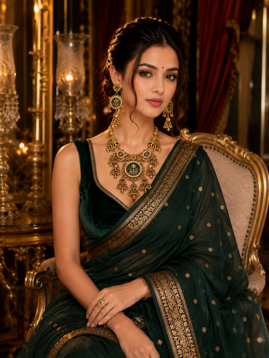 Royal Gajraj Meenakari Necklace & Earring Set