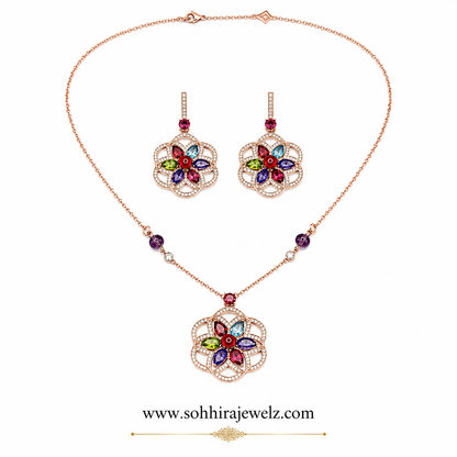 Rainbow Bloom Pendant Set