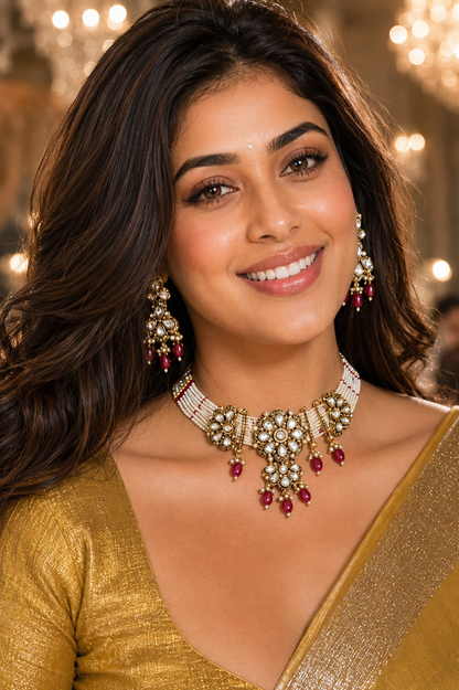 Pearl Blossom Polki Choker Set