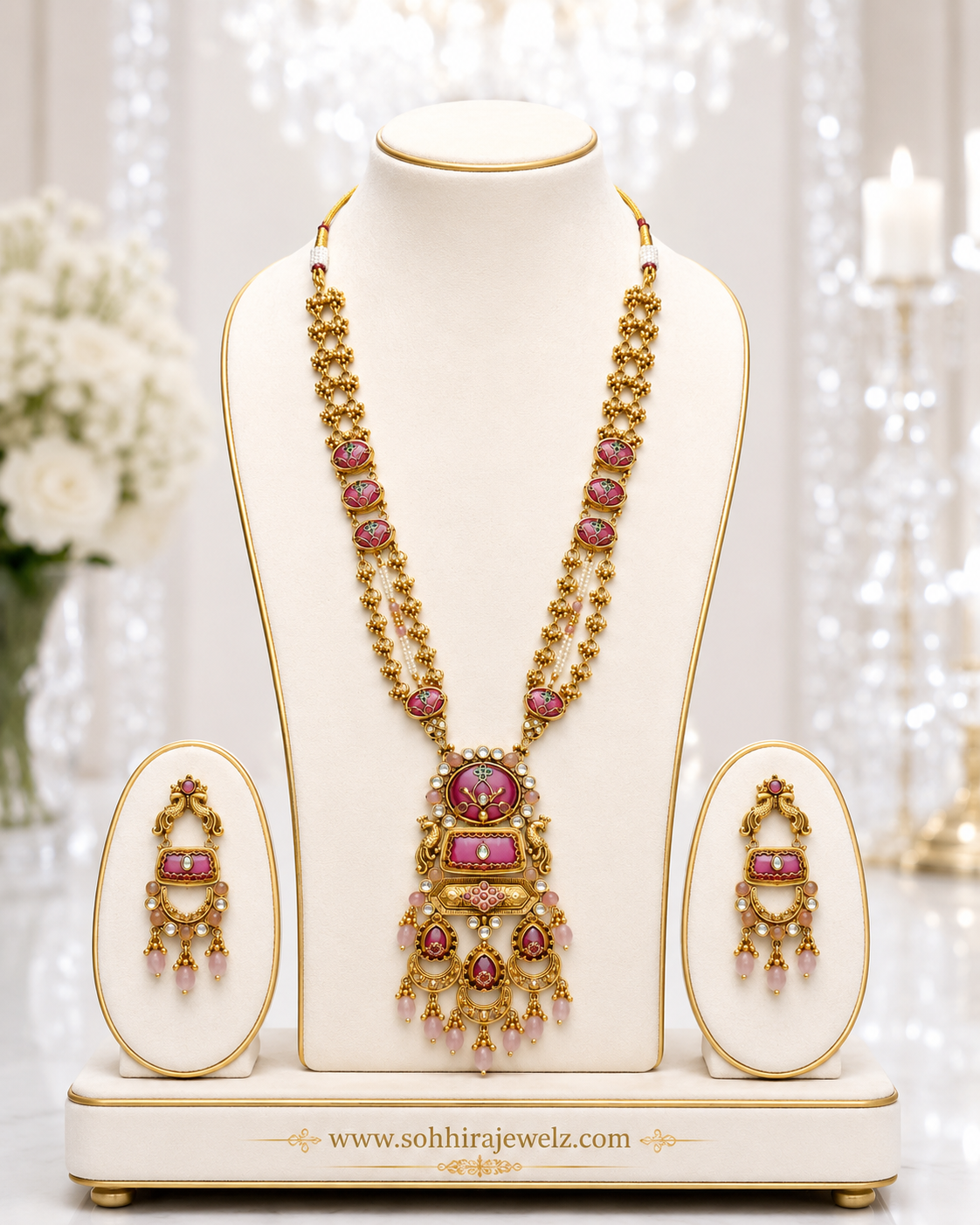 Rose Meenakari Long Heritage Necklace