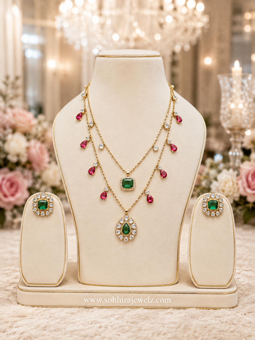Garden Emerald Ruby Necklace Set
