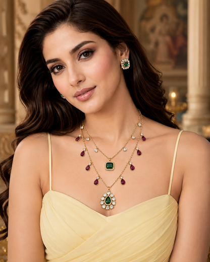 Garden Emerald Ruby Necklace Set