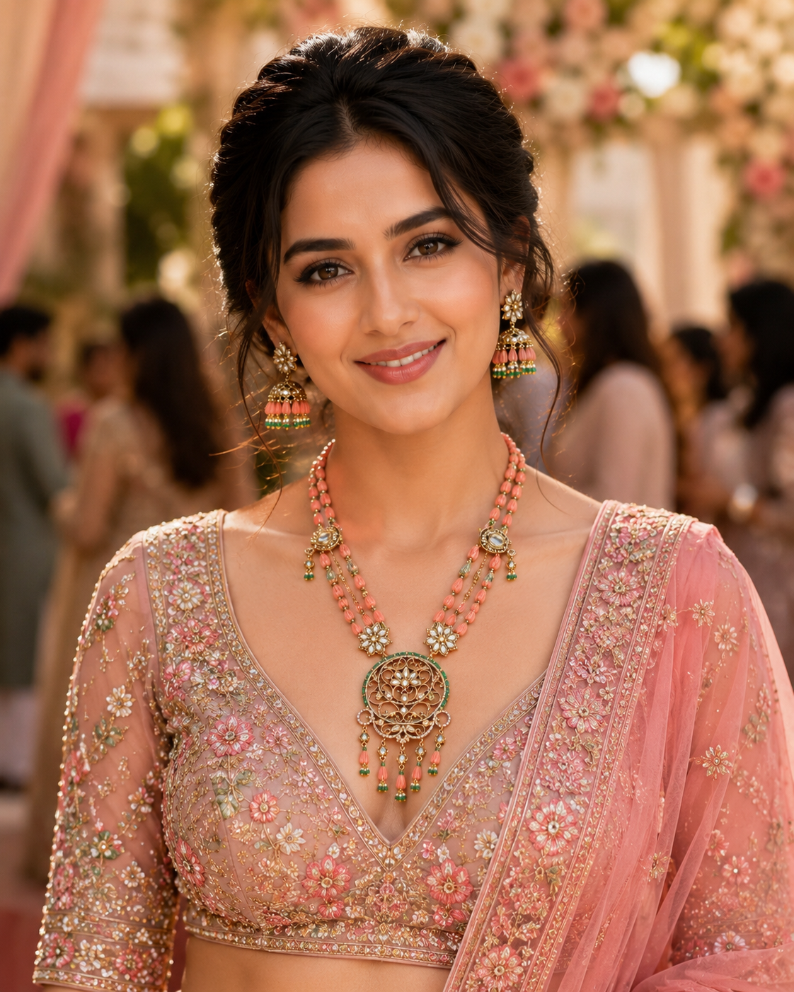 Coral Bloom Kundan Necklace