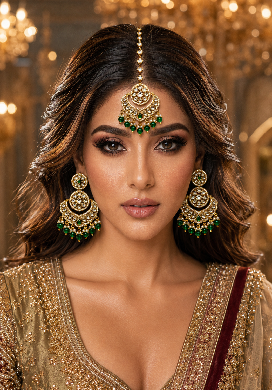 Emerald Royale Maang Tikka Set