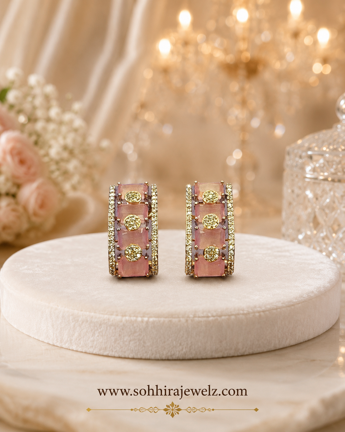 Rosé Blush Baguette Earrings