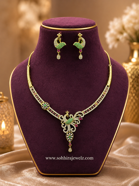 Emerald Peacock Necklace Set