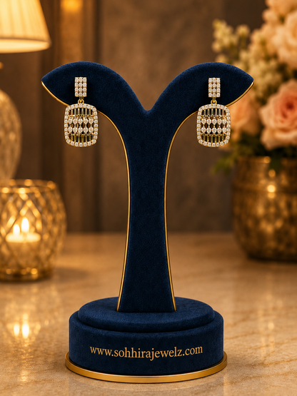 Golden Grid CZ  Diamond Necklace