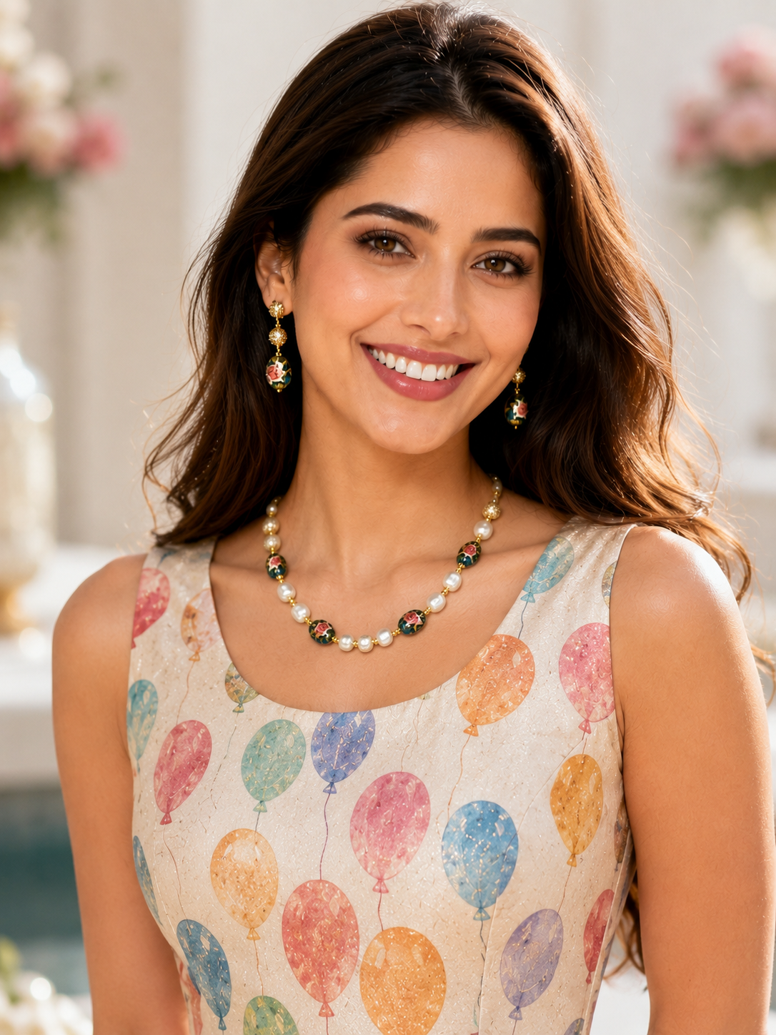 Rose Pearl Necklace Set