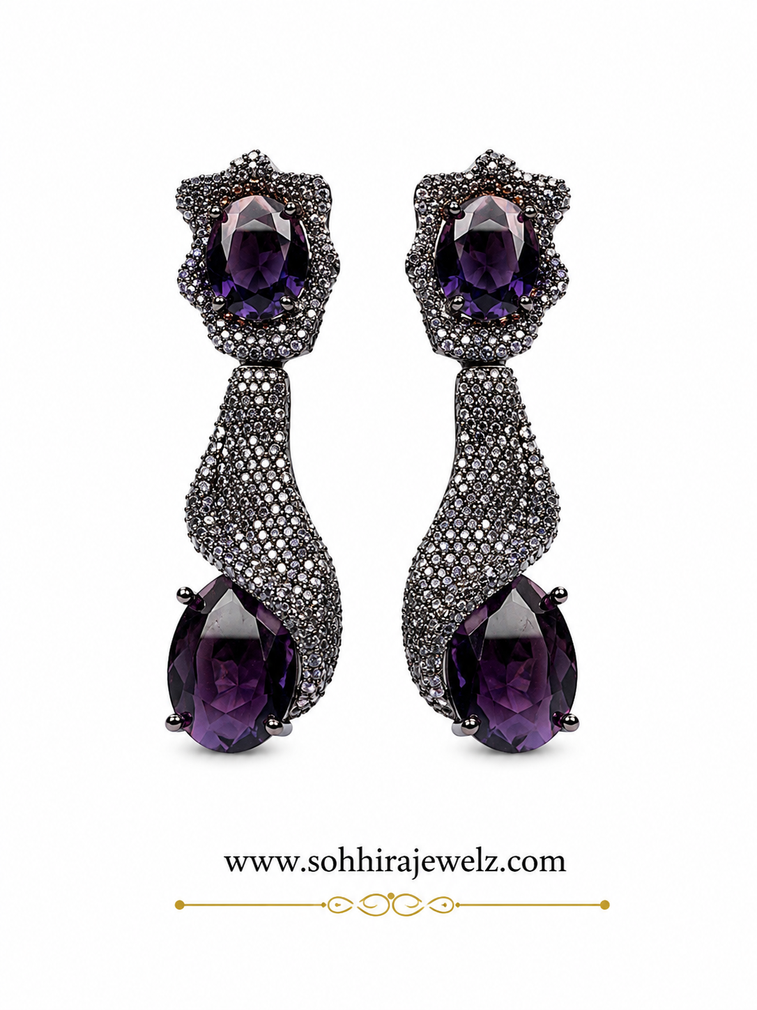 Amethyst Noir Drop Earrings