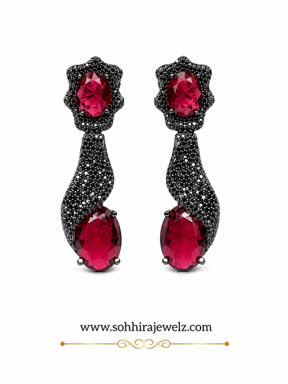 Ruby Noir Sculptural Drop Earrings