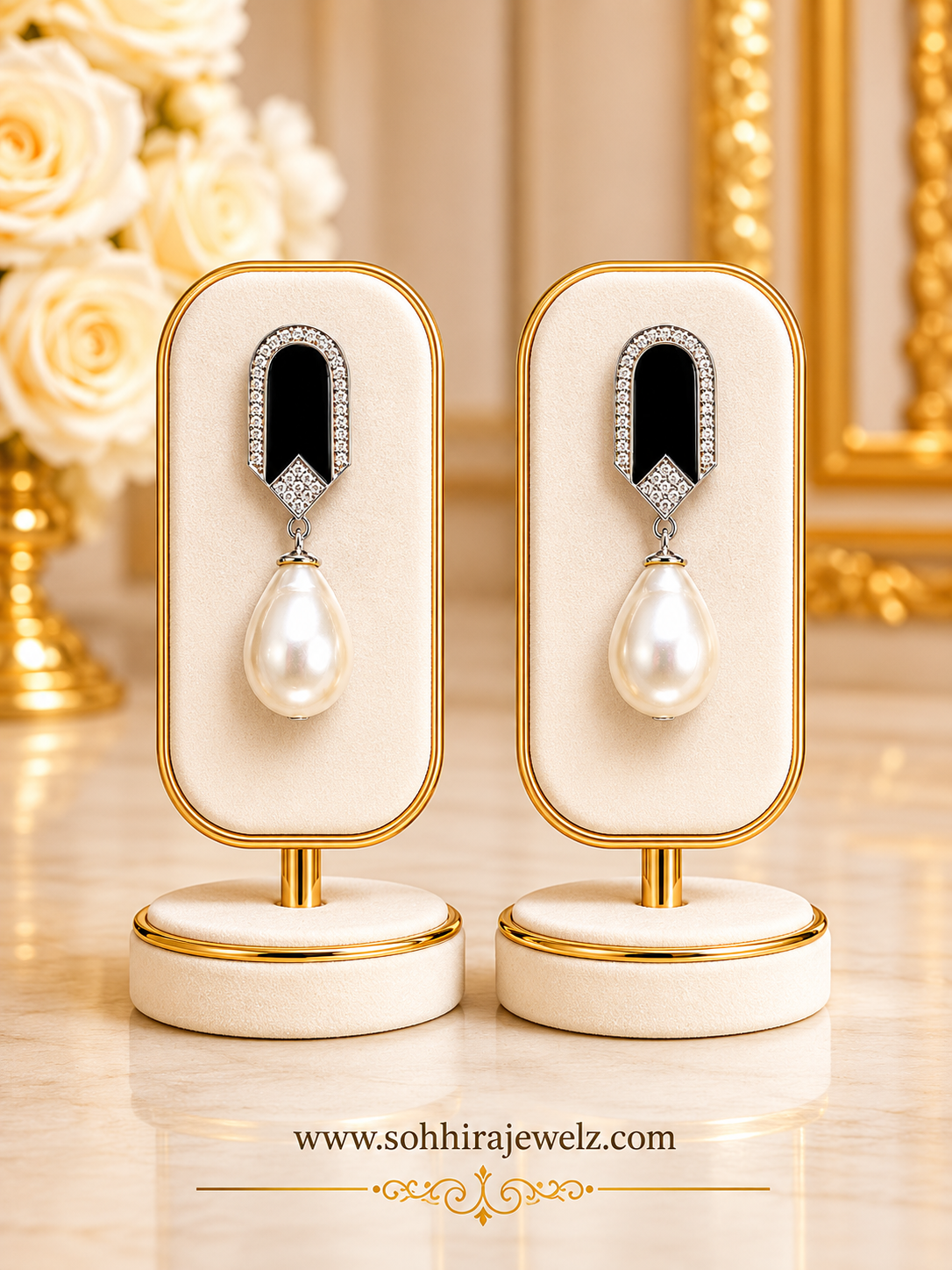 Noir Pearl Drop Earrings