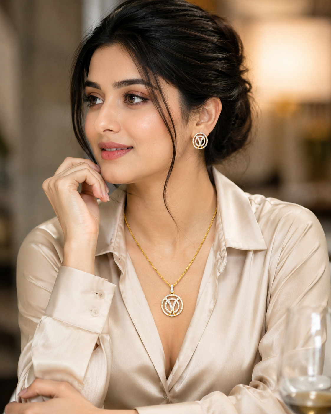 Celestia Luxe Zircon Pendant Set