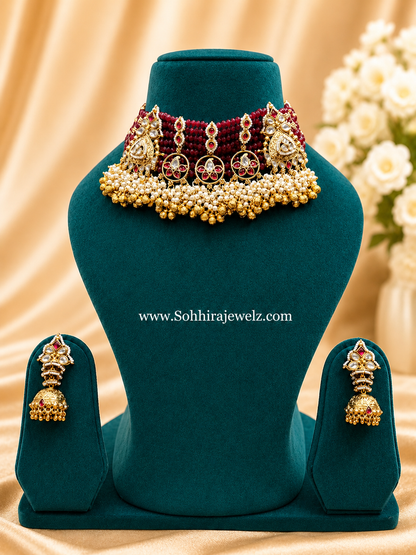 Ruby Red Kundan Choker Set