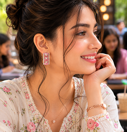 Rosé Blush Baguette Earrings