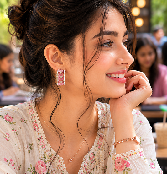 Rosé Blush Baguette Earrings