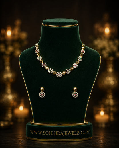 Emerald Bloom Multicolour Diamond Necklace