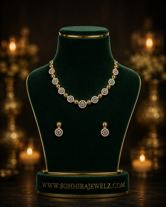 Emerald Bloom Multicolour Diamond Necklace