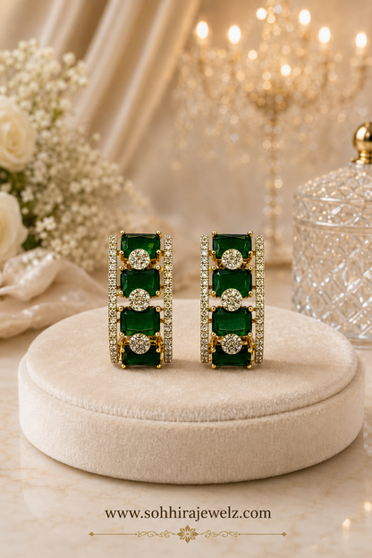 Emerald Garden Rosette Earrings