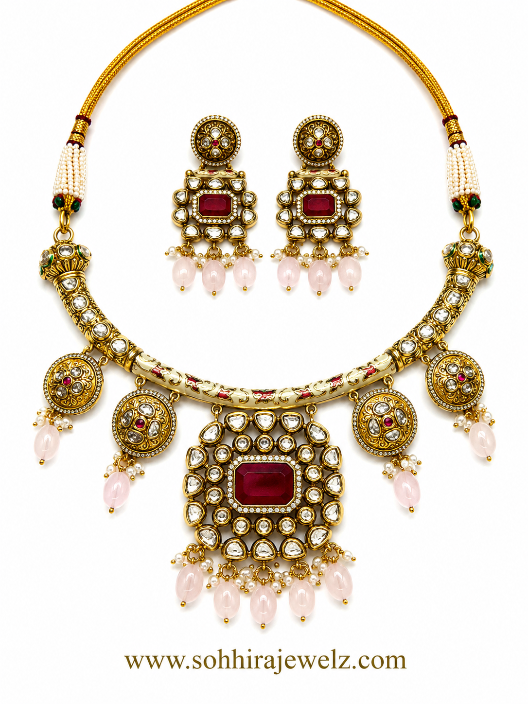 Ruby Polki Kundan Necklace Set