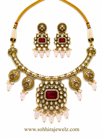 Ruby Polki Kundan Necklace Set