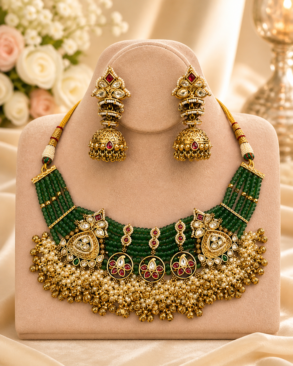 Green Kundan Choker Set