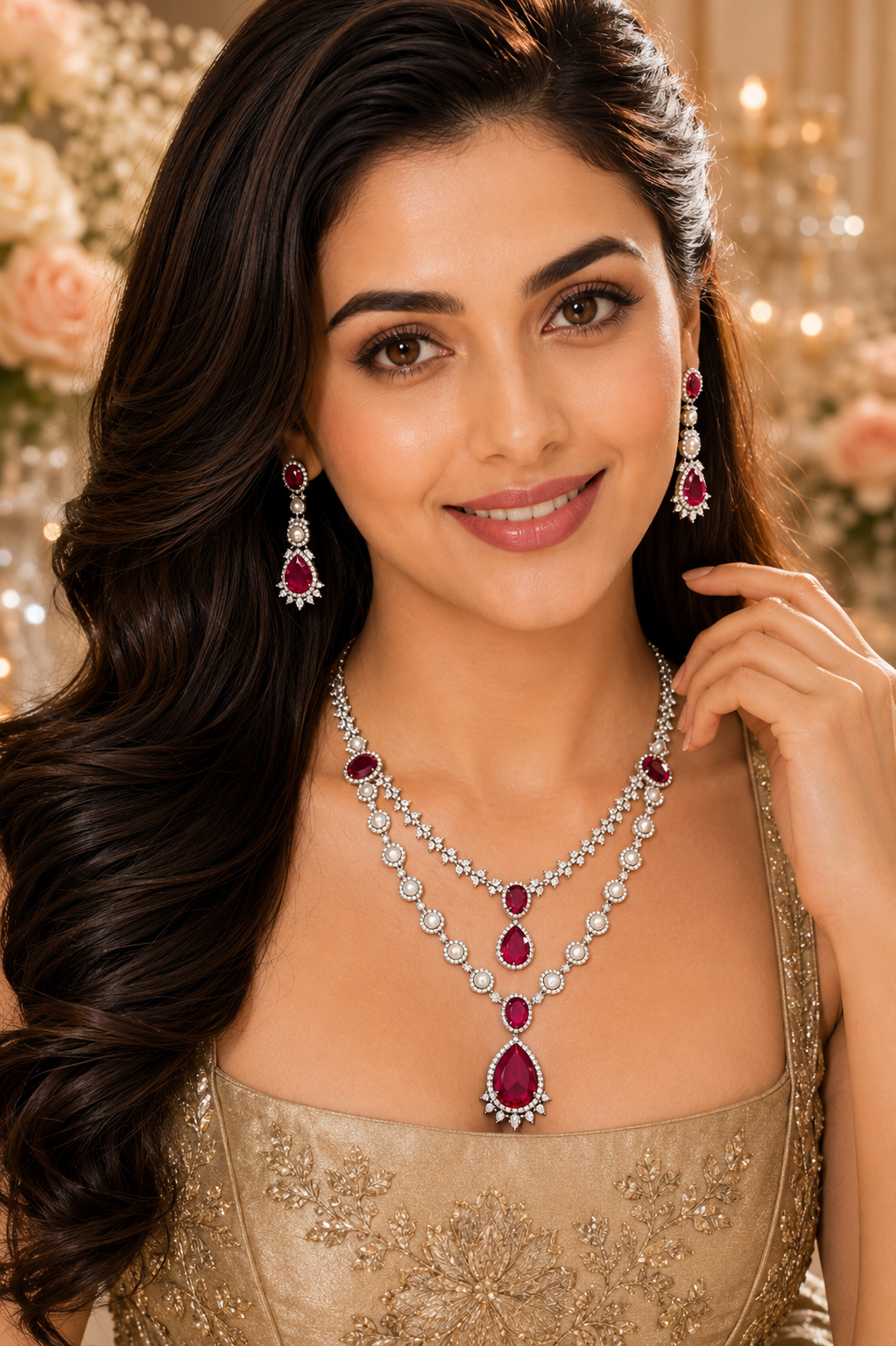 Crimson Royale Ruby & Pearl Diamond Necklace