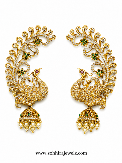 Peacock Ear Cuff Jhumka Earrings