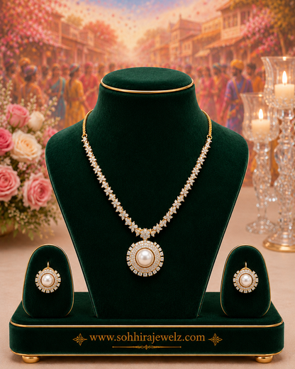 Luna Pearl Diamond Necklace Set