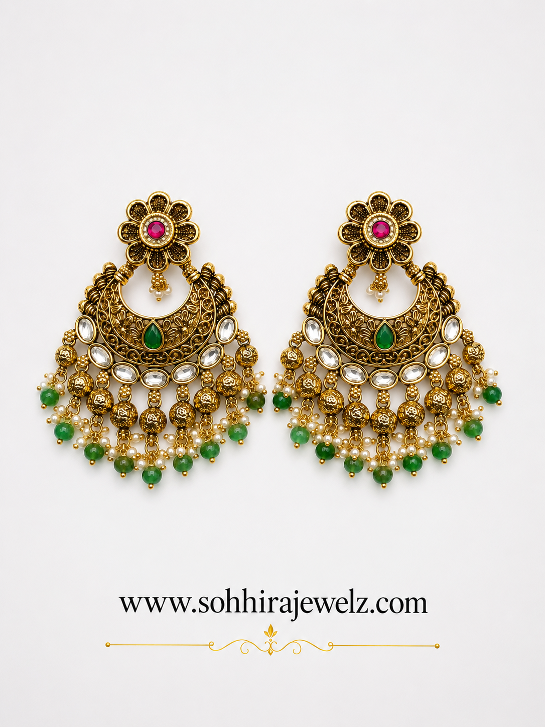 Emerald Kundan Chandbali