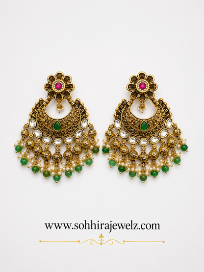 Emerald Kundan Chandbali