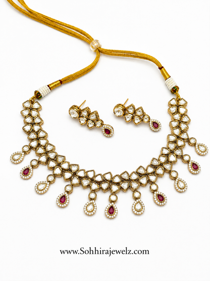 Polki Kundan Ruby Choker Necklace Set