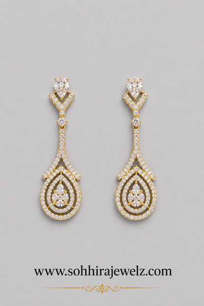 Sohhira AAA Gold Plated Long Drop Earrings