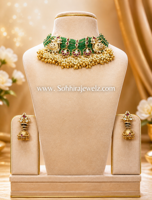 Green Kundan Choker Set