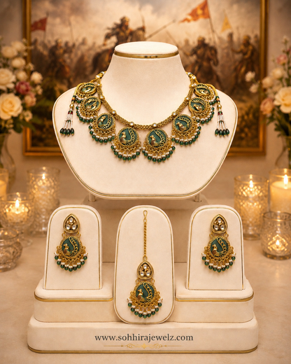 Emerald Plume Meenakari Necklace