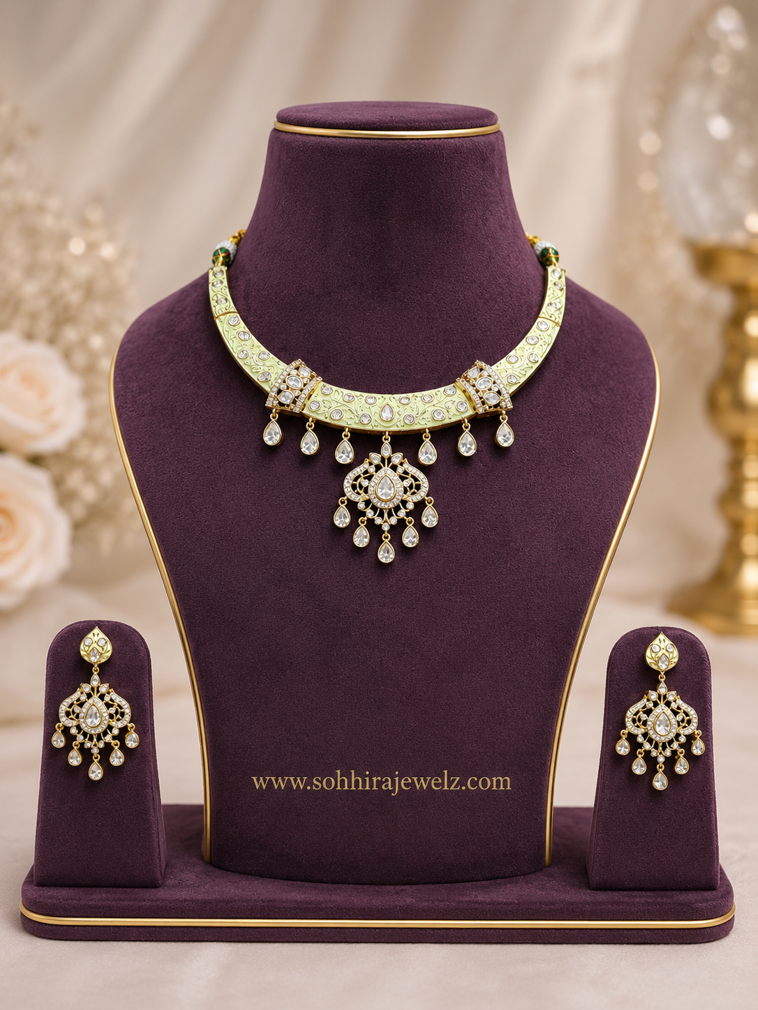 Yellow Polki Meenakari Necklace (HASLI)