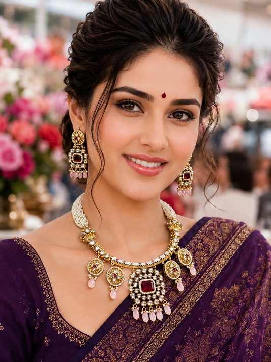Ruby Polki Kundan Necklace Set