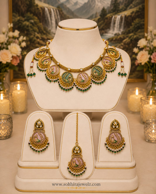 Peacock Garden Meenakari Necklace