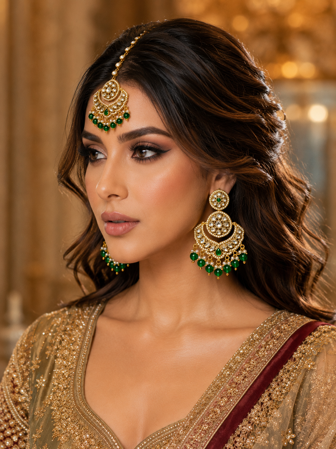 Emerald Royale Maang Tikka Set