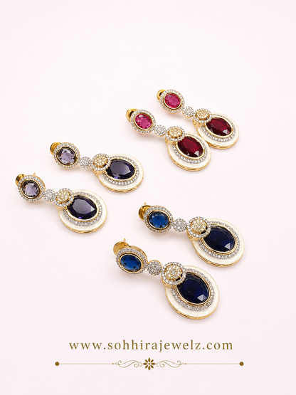 Sapphire Oval Gold Drop Earrings
