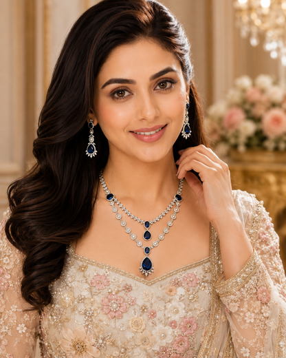 Sapphire Celeste Diamond Necklace Set