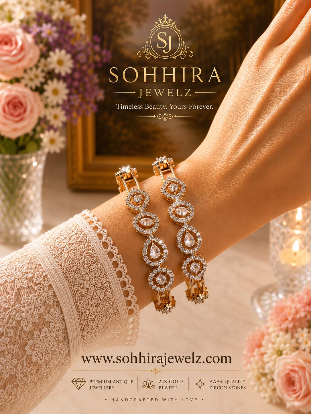 Dewdrop Polki Link Bangles