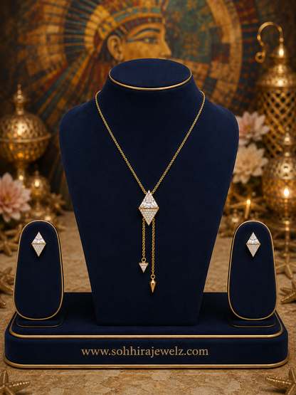 Sohhira Geometric Diamond Kite Pendant Set