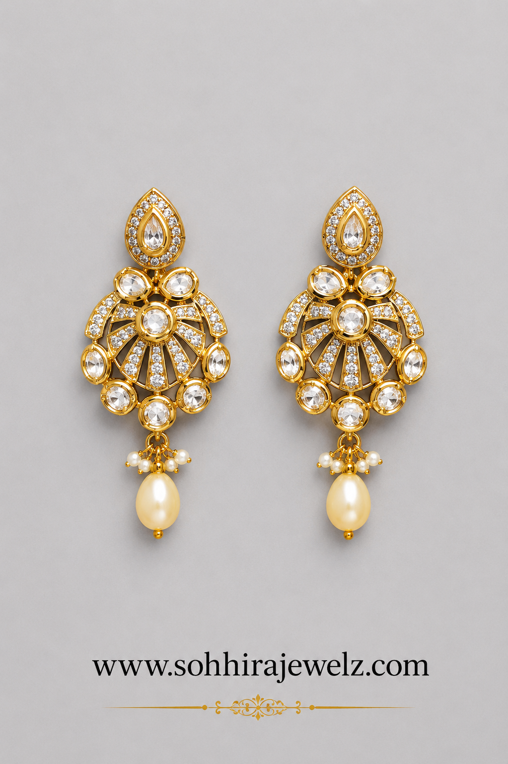 Royal Polki Pearl Drop Earrings