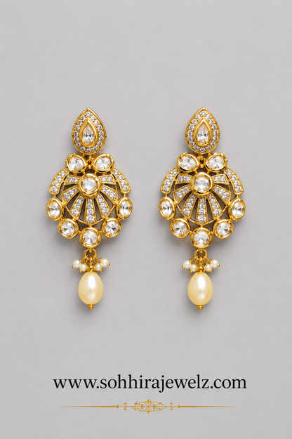 Royal Polki Pearl Drop Earrings