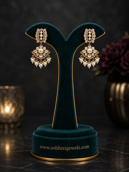 Polki Pearl Pendant & Earring Set
