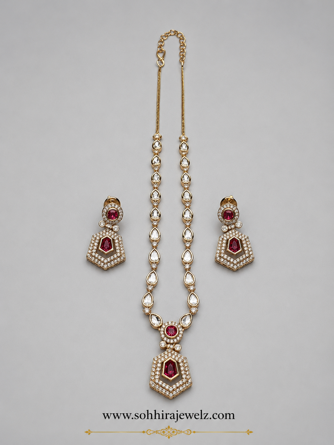 Red Crimson Sovereign Pendant Set