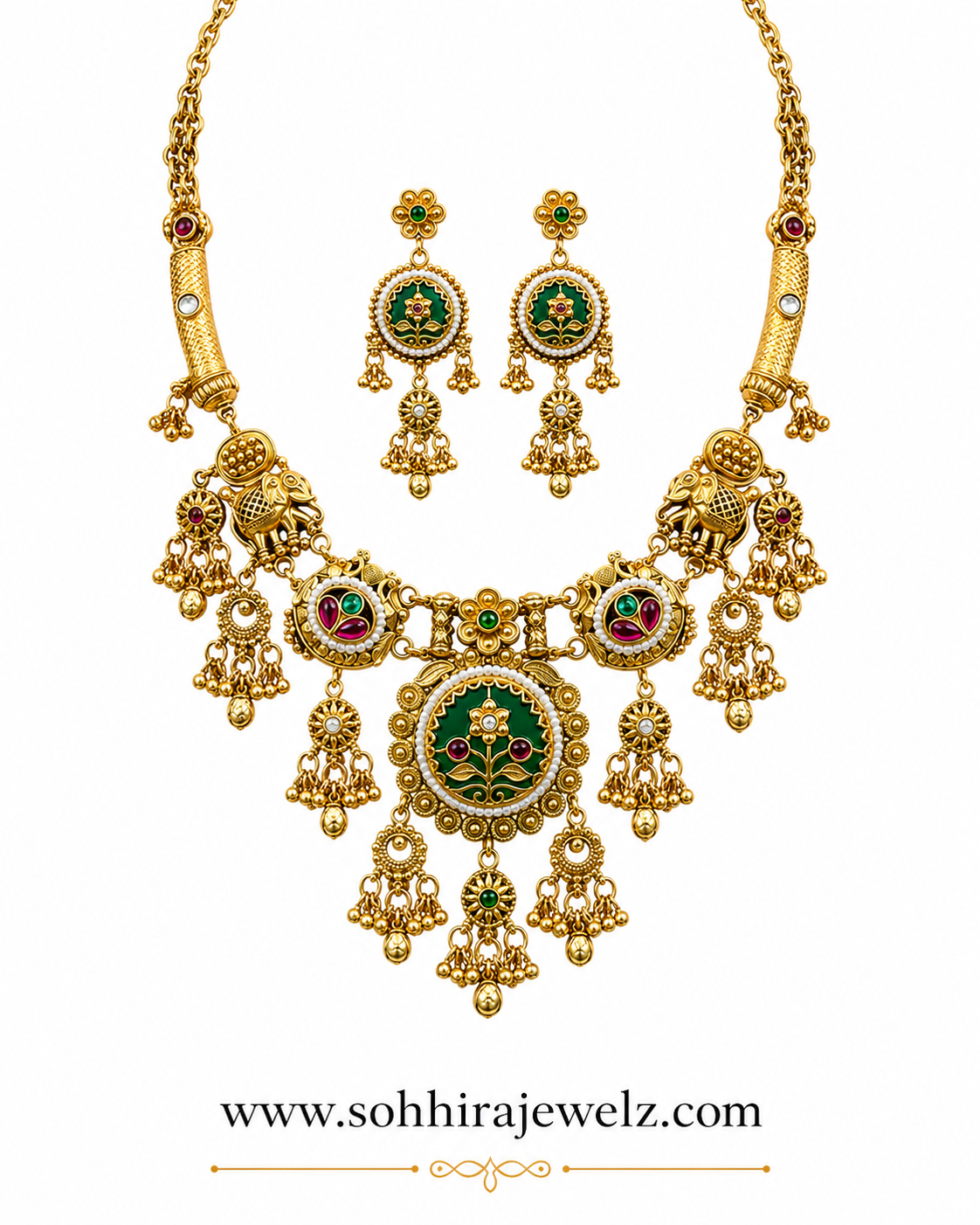 Royal Gajraj Meenakari Necklace & Earring Set