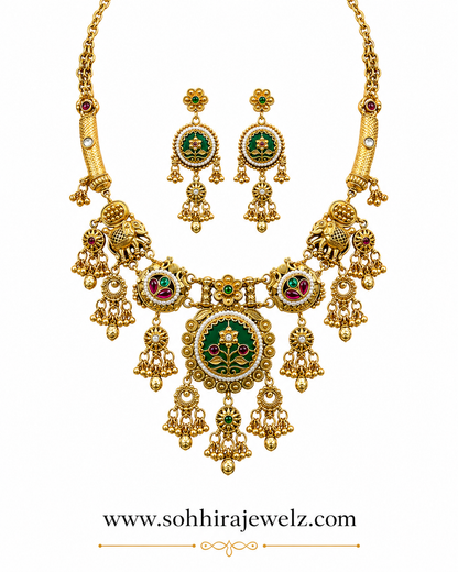Royal Gajraj Meenakari Necklace & Earring Set