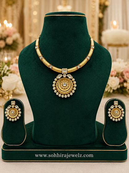 Antique Gold Polki Pearl Necklace