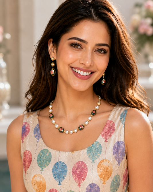 Rose Pearl Necklace Set